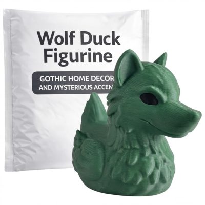 Wolf Duck Figurine – Off-Road Rubber Duck for 4x4, Cruise Ship Ducks & Dashboard Decor – Collectible Animal Mashup Gift, Vehicle Kindness – 3D Printed in Canada (Forest Green)