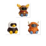 Animals Robot Collectible Figurine Bundle of 3 - Moose, Eagle, Cow - Unique & Artistic Adult Desk Decor - 3D Printed in Canada