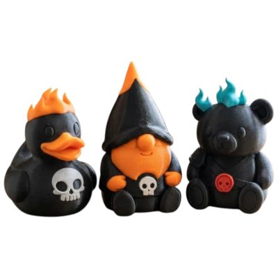 Hades Collectible Figurine Bundle of 3 - Hades Duck, Gnome, Teddy Bear - Gothic & Spooky Adult Desk Decor - 3D Printed in Canada