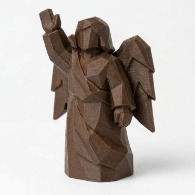 Wood Carved-Like Resurrection Angel Figurine in Black Walnut Finish - 3D Printed in Canada (Black Walnut)