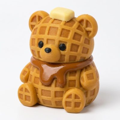 Waffle Teddy Bear Cub Collectible Figurine - Unique Desk Decor for Adults – 3D Printed in Canada