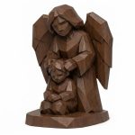 Wood Carved Angel Watching Over Collectible Figurine in Black Walnut Finish - 3D Printed in Canada (Black Walnut)