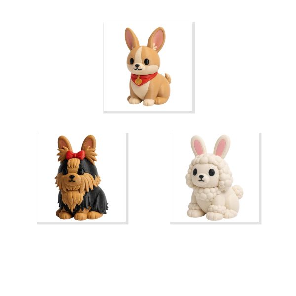 Dog Breeds Bunny Collectible Figurine Bundle of