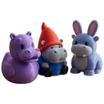 Hippo Collection Collectible Figurine Bundle of 3 - Hippo Duck, Gnome, Bunny - Whimsical & Unique Adult Desk Decor - 3D Printed in Canada