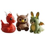 Horned Collection Collectible Figurine Bundle of 3 - Horned Dragon Duck, Owl, Dragon Bunny - Fantasy & Whimsical Adult Desk Decor - 3D Printed in Canada