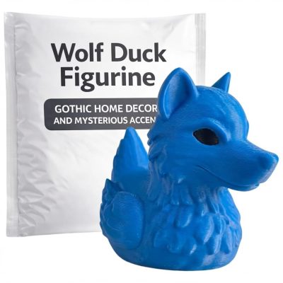 Wolf Duck Collectible Figurine - Striking Blue Animal Mashup for Desk Decor and Unique Gift Display - 3D Printed in Canada