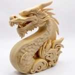 Cloud Dragon Sculpture in White Oak Finish - 3D Printed in Canada (White Oak)