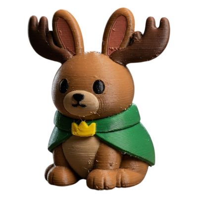 Majestic Moose Bunny Collectible Figurine - Unique Desk Decor for Adults – 3D Printed in Canada
