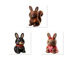 Bunny Variety Collectible Figurine Bundle of 3 - Squirrel Bunny, Rottweiler Romance - Charming & Unique Adult Desk Decor - 3D Printed in Canada