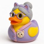 Cat Grandma Duck Collectible Figurine - Unique Desk Decor for Adults – 3D Printed in Canada