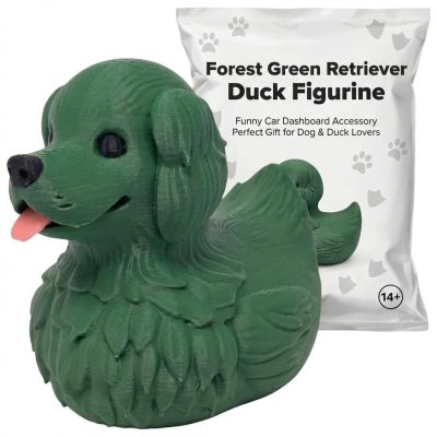 Adorable Golden Retriever Duck Hybrid Figurine – Dog Duck Collectible Desk Buddy for Pet Lovers & Decor Enthusiasts – 3D Printed in Canada (Forest Green)