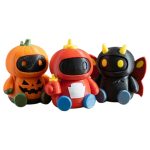 Robot Variety Collectible Figurine Bundle of 3 - Jack-O'-Lantern, Ketchup, Mothman - Quirky & Unique Adult Desk Decor - 3D Printed in Canada