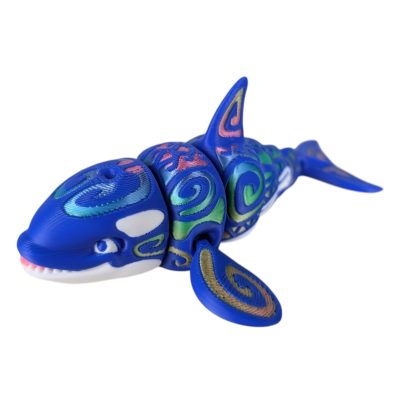 Articulated Orca Collectible Figurine - Vibrant Ocean-Inspired Desk Display for Marine Life Lovers - 3D Printed in Canada