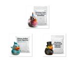 Duck Variety Collectible Figurine Bundle of 3 - Birthday Cake, Pisces Zodiac, Abraham Lincoln - Fun & Unique Adult Desk Decor - 3D Printed in Canada