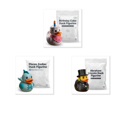 Duck Variety Collectible Figurine Bundle of 3 - Birthday Cake, Pisces Zodiac, Abraham Lincoln - Fun & Unique Adult Desk Decor - 3D Printed in Canada
