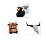Bull Collection Collectible Figurine Bundle of 3 - Bull Duck, Teddy Bear Cub, Skull - Gothic & Western Adult Desk Decor - 3D Printed in Canada