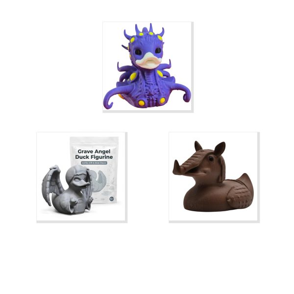 Ensemble de figurines de canards Quackthulhu et ange funéraire