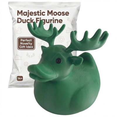 Majestic Moose Duck Collectible Figurine - Striking Green Design for Unique Desk Decor and Shelf Display Gift - 3D Printed in Canada