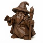 Wood Carved Wizard Collectible Figurine in Black Walnut Finish - 3D Printed in Canada (Black Walnut)
