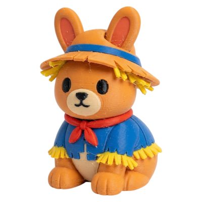 Scarecrow Bunny Collectible Figurine - Unique Desk Decor for Adults – 3D Printed in Canada
