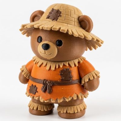 Scarecrow Teddy Bear Cub Collectible Figurine - Unique Desk Decor for Adults – 3D Printed in Canada