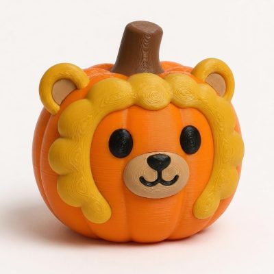 Lion Cub Pumpkin Collectible Figurine - Unique Desktop Decor for Adults – 3D Printed in Canada