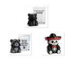Spooky Horror Teddy Collectible Figurine Bundle of 3 - Black Raven, Spooky Wraith, Skeleton Mariachi - Gothic & Dark Adult Desk Decor - 3D Printed in Canada