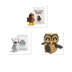 Tiny Collection Collectible Figurine Bundle of 3 - Tiny Turkey, Bunny, Owl - Whimsical & Cute Adult Desk Decor - 3D Printed in Canada