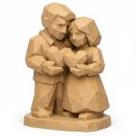 Wood Carved-Like Two Hearts Figurine - Unique Desk Decor and Gift for Adults 3D Printed in Canada - 3D Printed in Canada (Classic Birch)