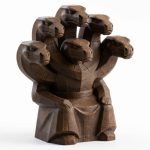 Wood Carved Six-Headed Serpent Figurine in Black Walnut Finish - 3D Printed in Canada (Black Walnut)