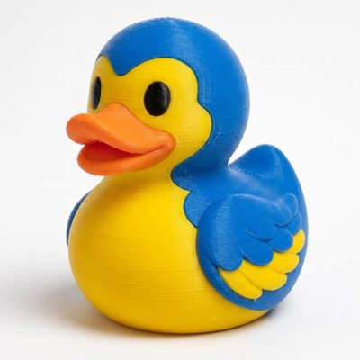Blue-and-Gold Macaw Duck Collectible Figurine - Unique Desk Decor for Adults – 3D Printed in Canada