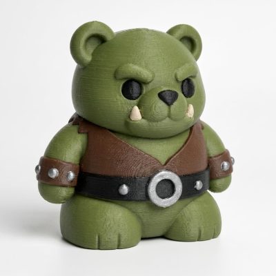 Orc Teddy Bear Cub Collectible Figurine - Unique Desk Decor for Adults – 3D Printed in Canada