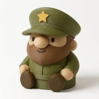 Lieutenant Gnome Collectible Figurine - Charming Military Desk Decor with Green Uniform and Star Emblem - Unique Shelf Display Gift for Adults - 3D Printed in Canada