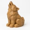 Loup hurlant façon bois sculpté