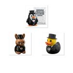 Groom Collection Collectible Figurine Bundle of 3 - Penguin, Bunny, Duck - Elegant & Quirky Adult Desk Decor - 3D Printed in Canada