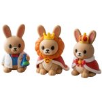 Bunny Variety 3-Pack Collectible Figurine Bundle of 3 - Noble Bunny, Chemist Scientist Queen - Whimsical & Royal Adult Desk Decor - 3D Printed in Canada