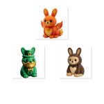 Mythological Bunny Collectible Figurine Bundle of 3 - Phoenix Bunny, Leprechaun Sasquatch - Whimsical & Unique Adult Desk Decor - 3D Printed in Canada