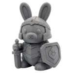 Stone Sentinel Bunny in Full Plate Armor with Sword and Shield 3D Printed Collectible Figurine | Medieval Knight Rabbit Decor - 3D Printed in Canada