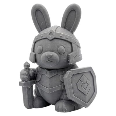 Stone Sentinel Bunny in Full Plate Armor with Sword and Shield 3D Printed Collectible Figurine | Medieval Knight Rabbit Decor - 3D Printed in Canada
