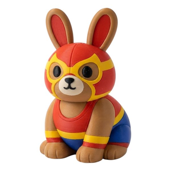 Figurine de lapin lutteur luchador