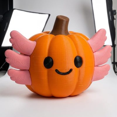 Axolotl Pumpkin Collectible Figurine - Unique Desk Decor for Adults – 3D Printed in Canada