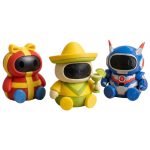 Robot Variety Collectible Figurine Bundle of 3 - Margarita Fiesta Robot, Gift-Wrapped Cybernetic - Unique Adult Desk Decor - 3D Printed in Canada