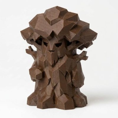 Wood Carved-Like Enchanted Tree Figurine - Unique Desk Decor for Adults – 3D Printed in Canada - 3D Printed in Canada (Black Walnut)