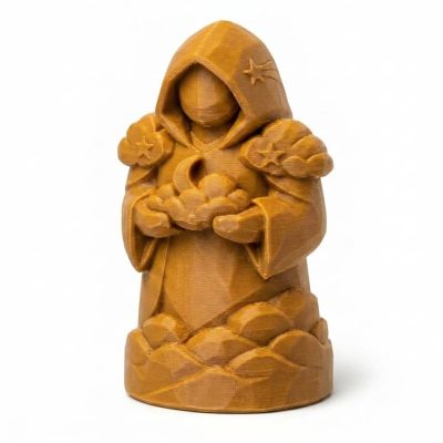 Wood Carved-Like Sky Spirit Figurine in Ochre Yellow Finish - 3D Printed in Canada (Ochre Yellow)