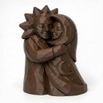 Wood Carved-Like Sun and Moon Embrace Figurine in Black Walnut Finish - 3D Printed in Canada (Black Walnut)