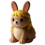 Mullet Bunny with Long Flowing Blonde Hair 3D Printed Collectible Figurine | Funny Retro Hairstyle Rabbit Desk Decor - 3D Printed in Canada