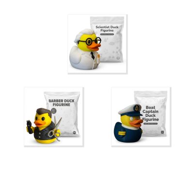 Professions Duck Collectible Figurine Bundle of 3 - Scientist, Barber, Boat Captain - Fun & Quirky Adult Desk Decor - 3D Printed in Canada