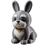 Schnauzer Bunny with Bushy White Eyebrows and Beard 3D Printed Collectible Figurine | Dog Breed Rabbit Desk Decor - 3D Printed in Canada