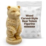 Wood Carved-Style Bear Totem Figurine in White Oak Finish - 3D Printed in Canada (White Oak) — 3D Printed Bears by 3DCentral