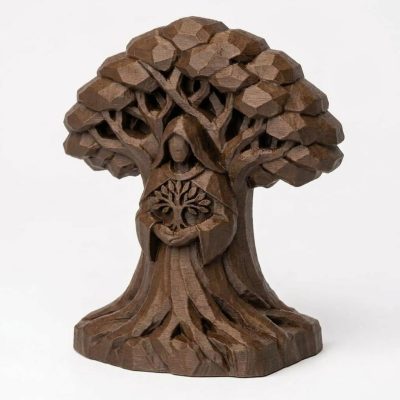 Wood Carved-Like Tree of Life Figurine in Black Walnut Finish - 3D Printed in Canada (Black Walnut)